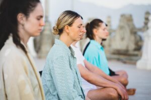 Patient practicing stress management and meditation